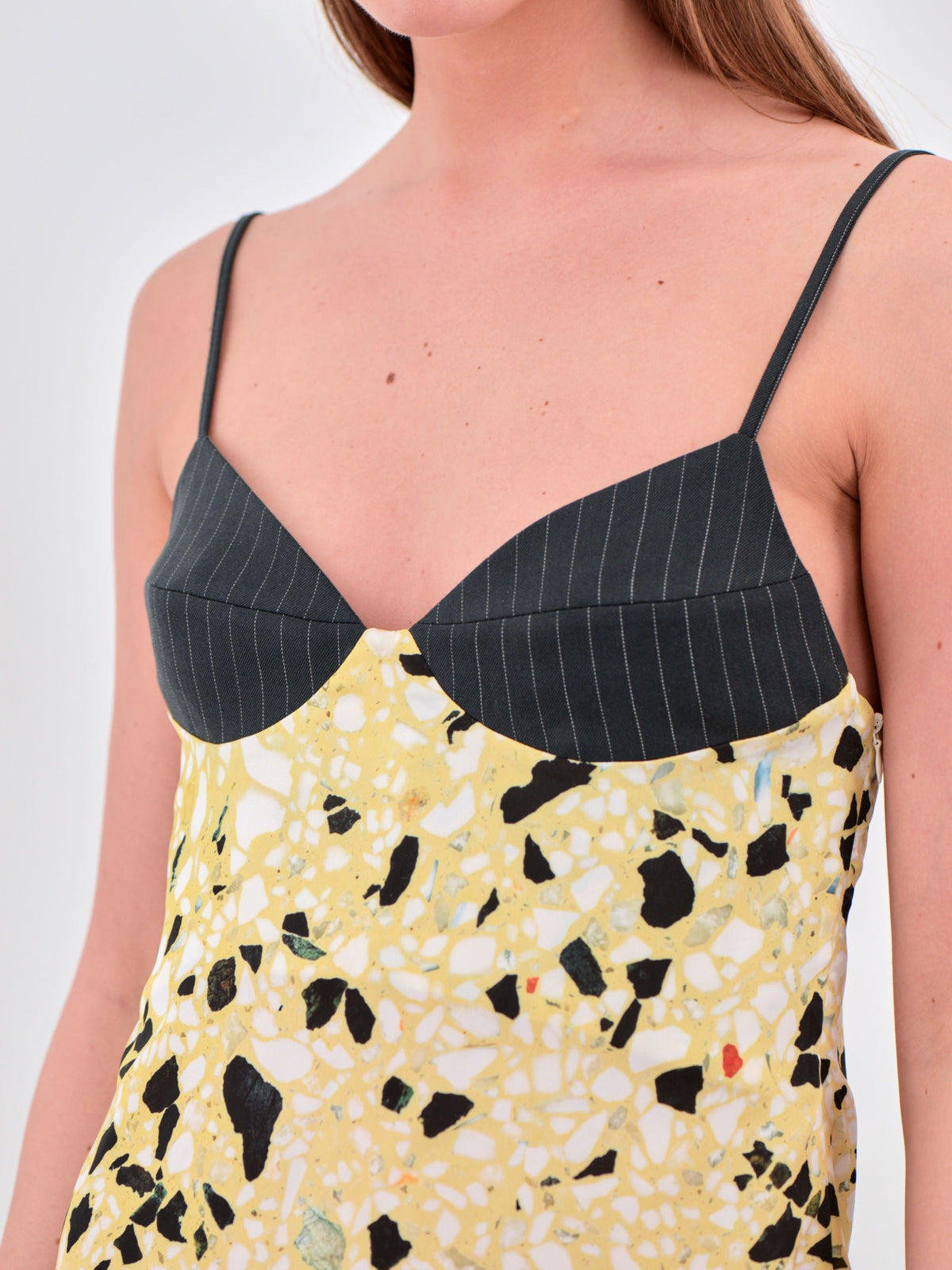 Wool bralette blouse in yellow