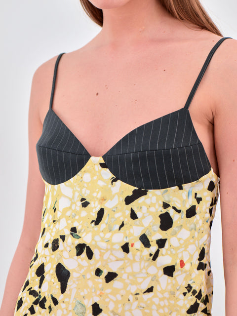 Wool bralette blouse in yellow