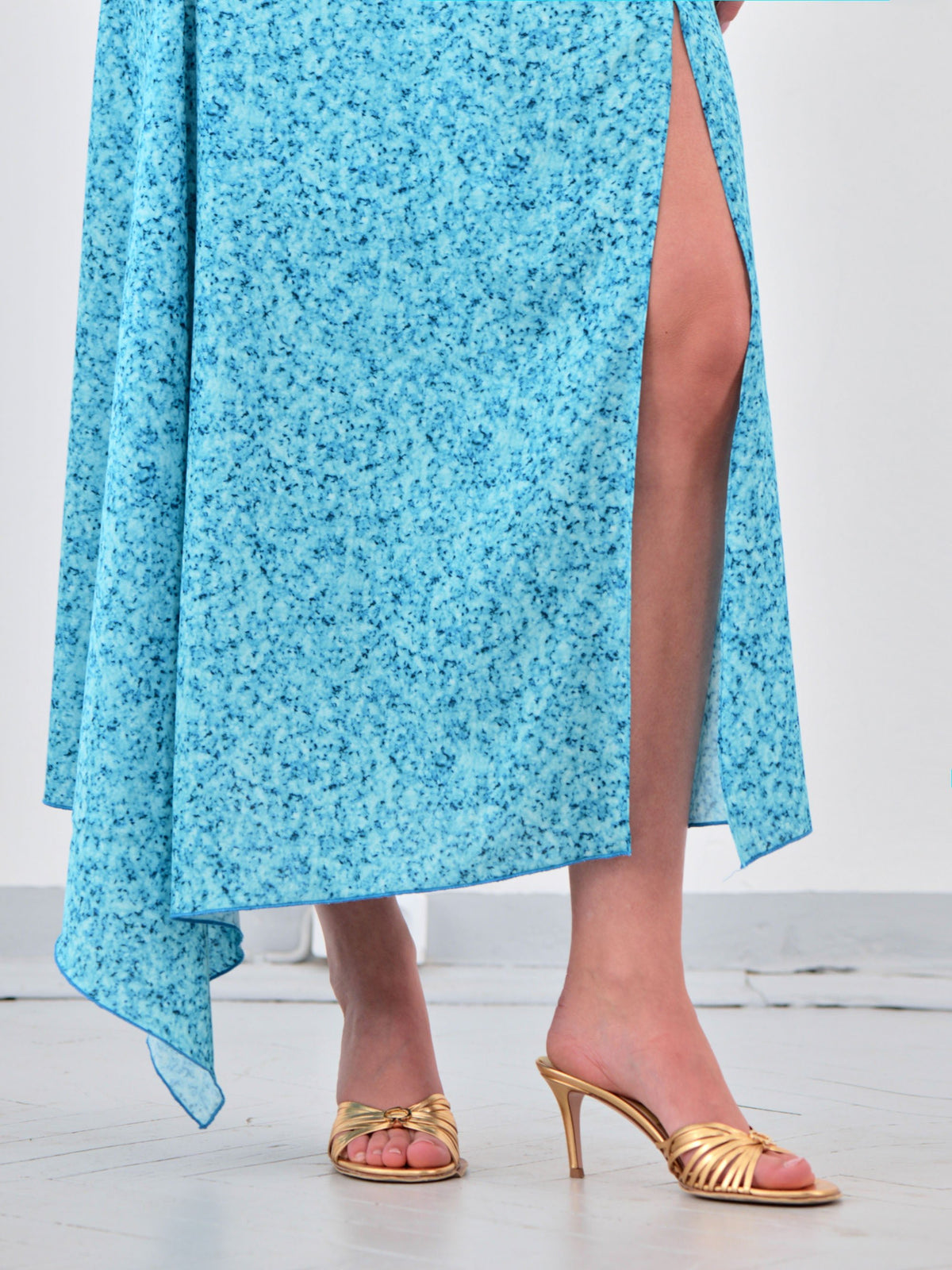 Intarsia skirt in turquoise