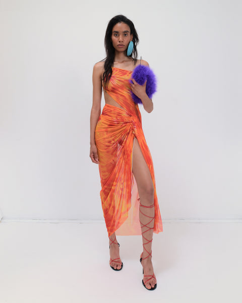 Signature mesh tie-dye dress