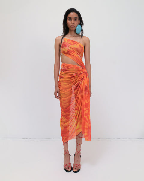 Signature mesh tie-dye dress