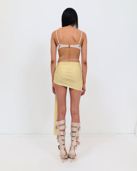 Signature mini jersey skirt in banana/mint