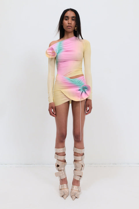 Draped shell longsleeve in banana/mint - Fal-ash