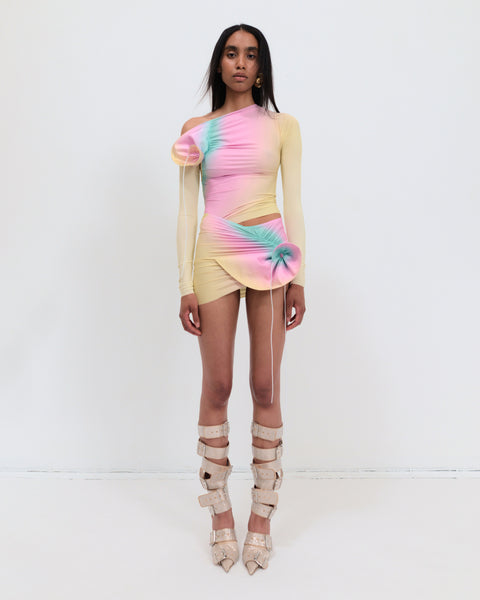 Draped shell longsleeve in banana/mint