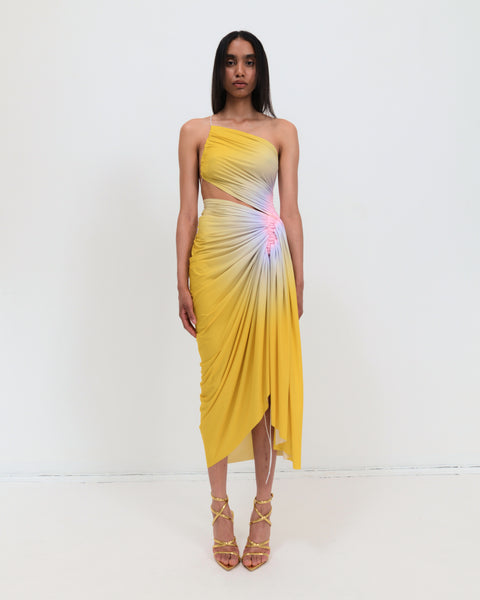 Signature jersey dress in yellow/rose