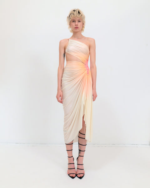 Signature jersey dress in cream/peach Fal-ash Signature jersey dress in cream/peach Fal-ash