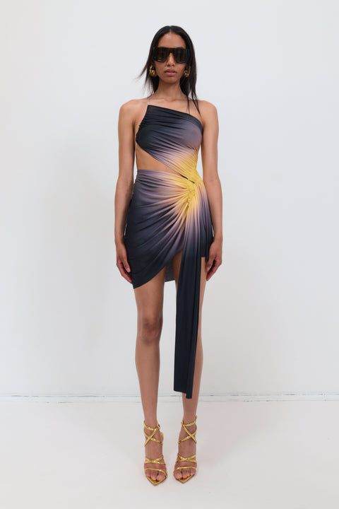 Signature mini dress in black/yellow