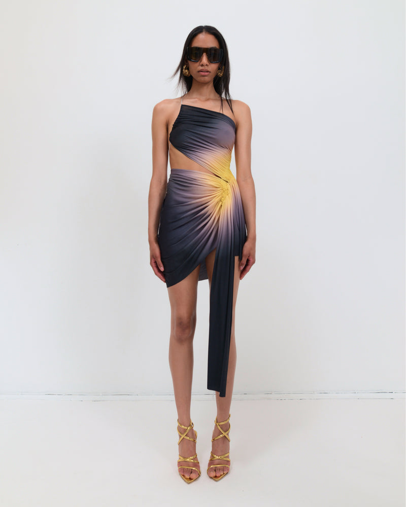 Signature mini dress in black/yellow