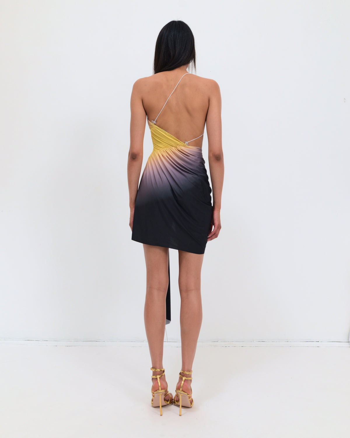 Signature mini dress in black/yellow