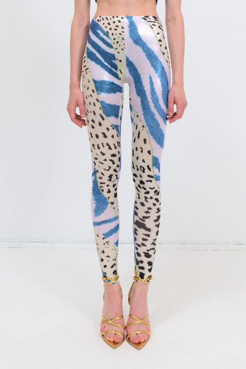 Metallic leggings in animal print - Fal-ash