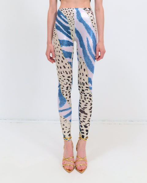 Metallic leggings in animal print