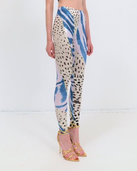 Metallic leggings in animal print