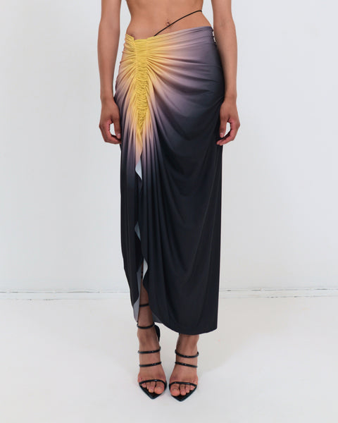 Signature jersey skirt in black/yellow