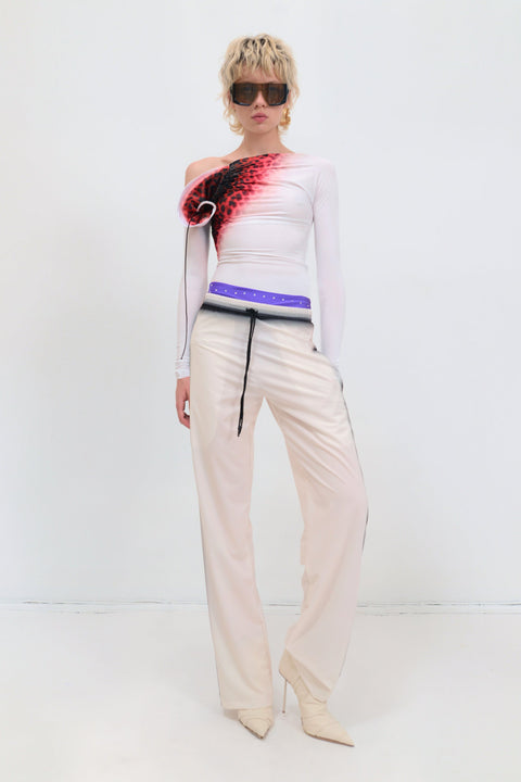 Draped shell longsleeve in white/red - Fal-ash