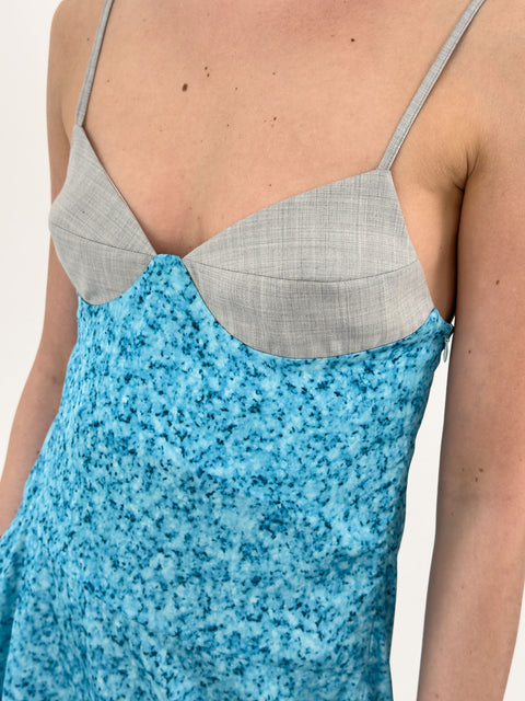 Irena wool bralette dress in turquoise