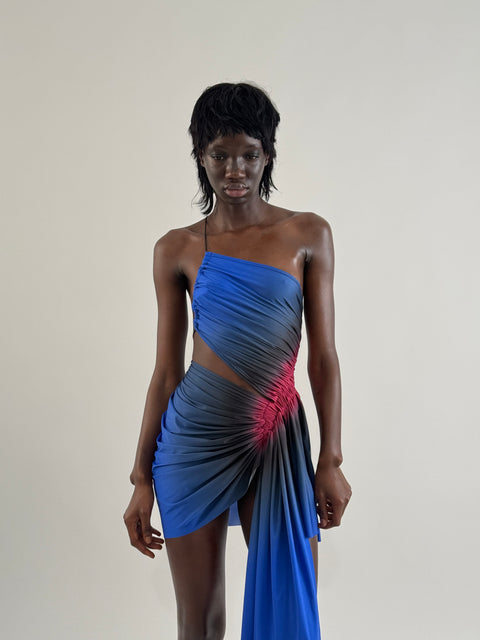 Signature mini dress in cobalt/wine