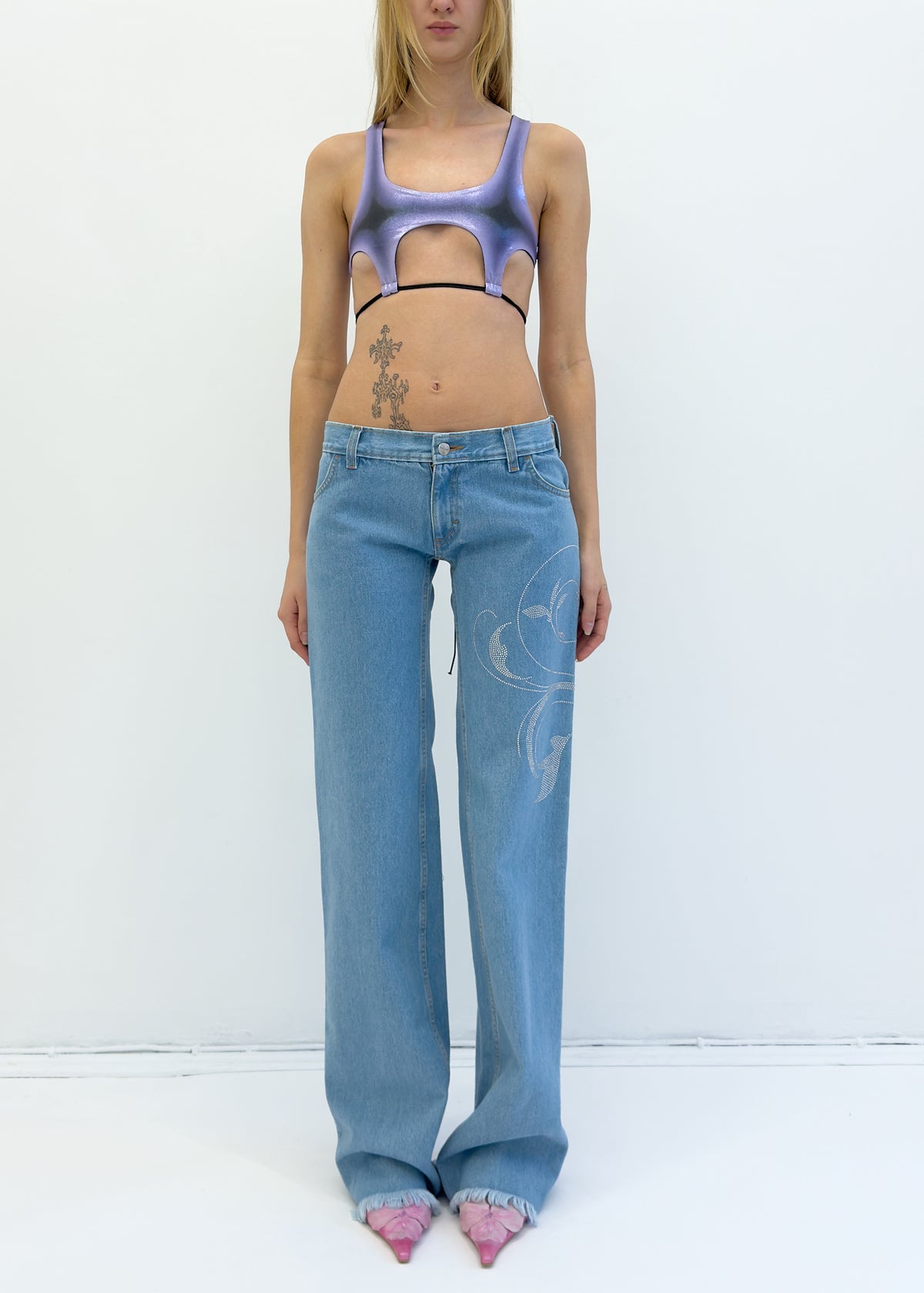 Metallic cut-out top