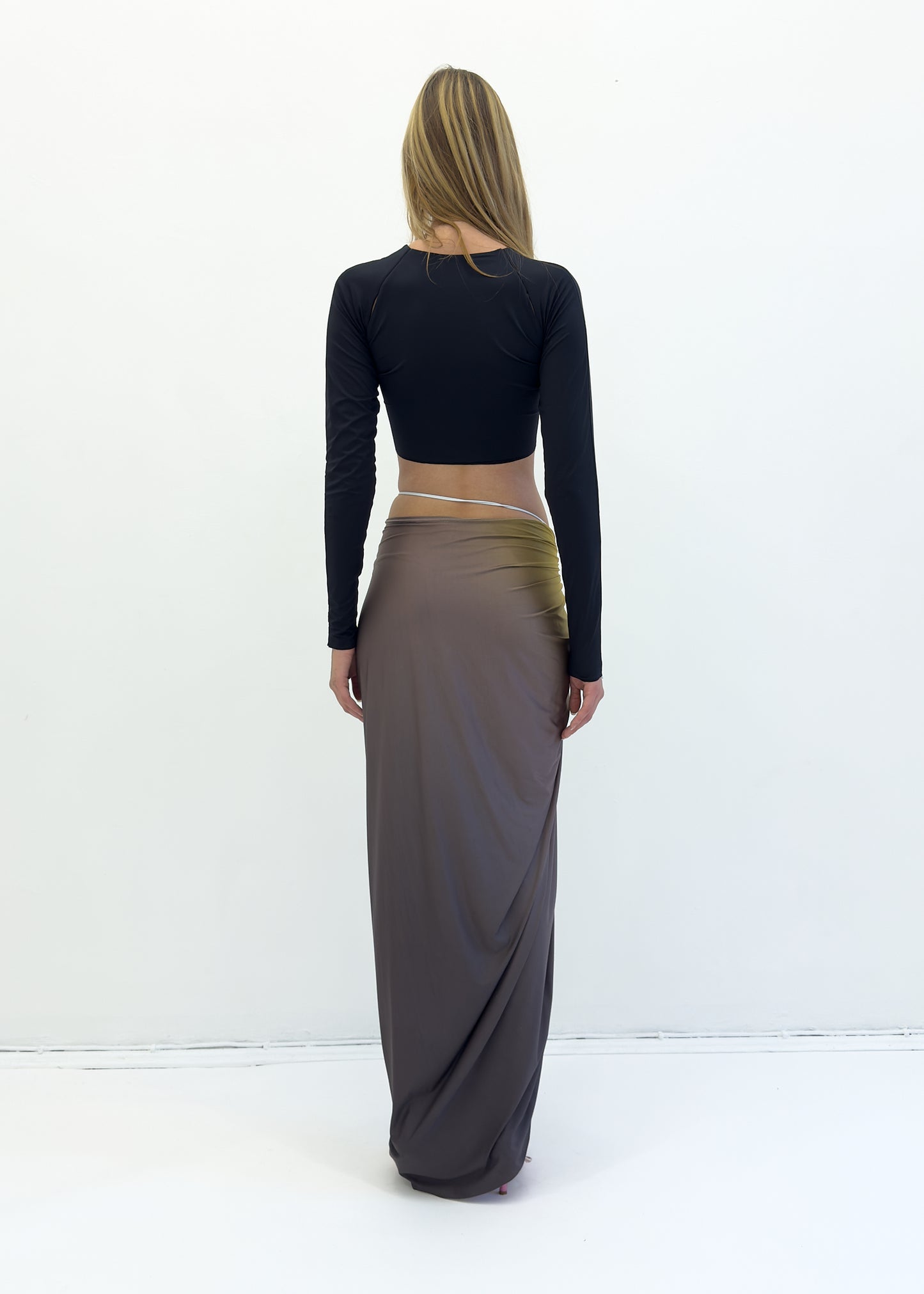 Signature maxi skirt in olive/brown