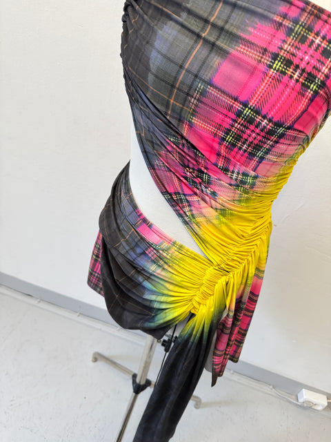 Signature mini dress in pink tartan print