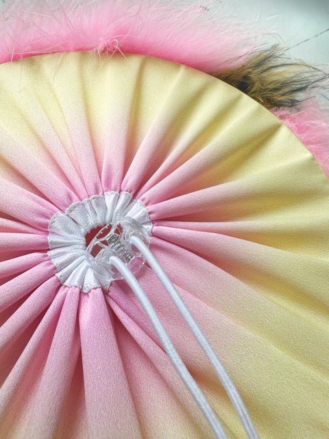 Feather hoop bag in banana/bubblegum pink