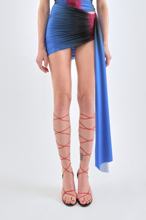 Signature mini jersey skirt in cobalt/wine - Fal - ash