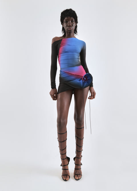 Asymmertic longsleeve in cobalt/wine