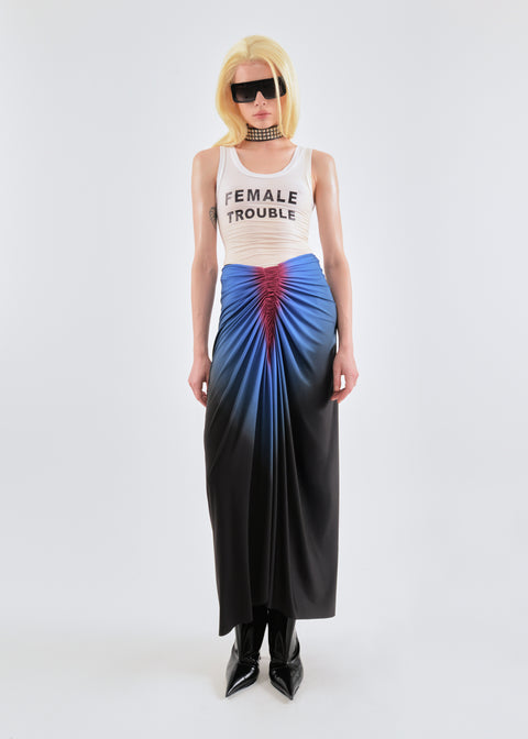 Signature jersey skirt in cobalt/wine