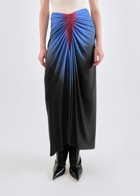 Signature jersey skirt in cobalt/wine