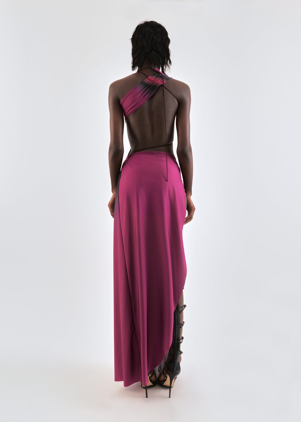 Wrap-around dress in burgundy/wine