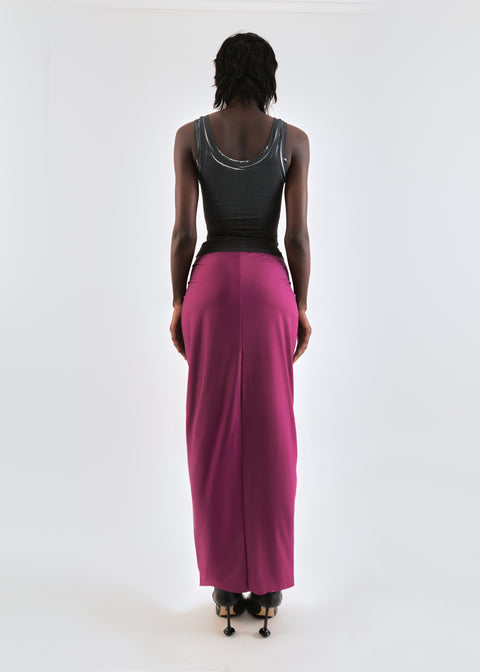 Signature jersey skirt in burgundy/wine
