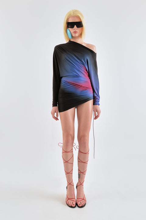 Draped mini dress in cobalt/wine - Fal - ash