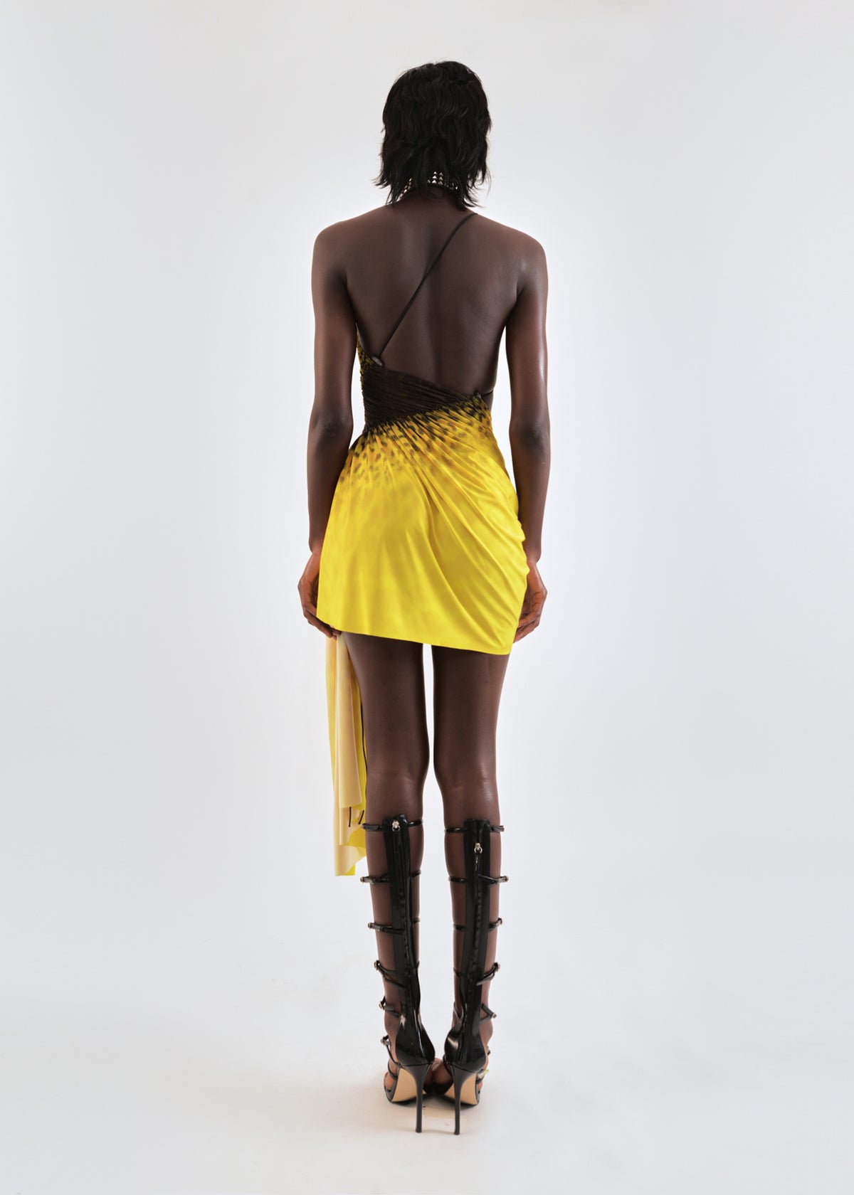 Signature mini dress in yellow leopard
