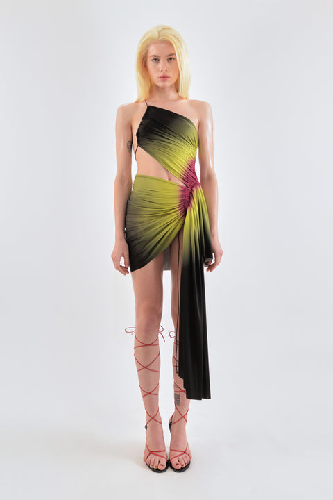 Signature mini dress in lime/wine