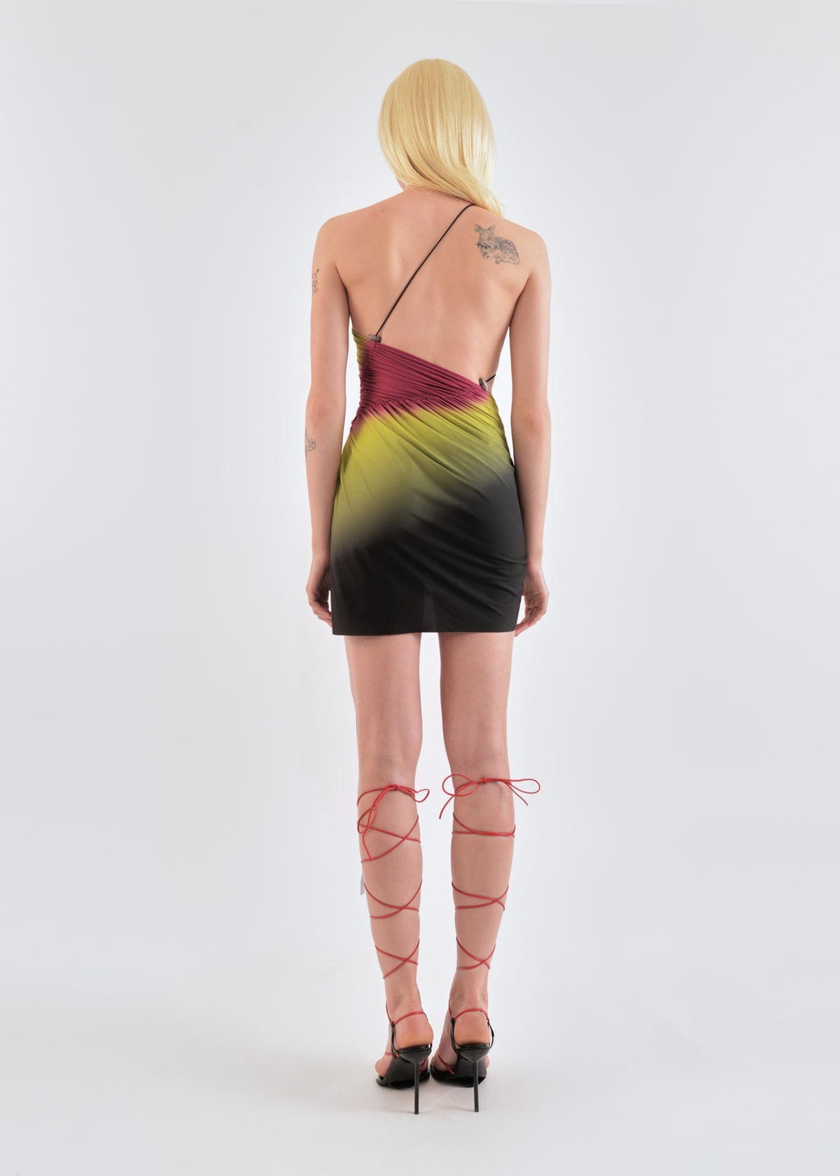 Signature mini dress in lime/wine