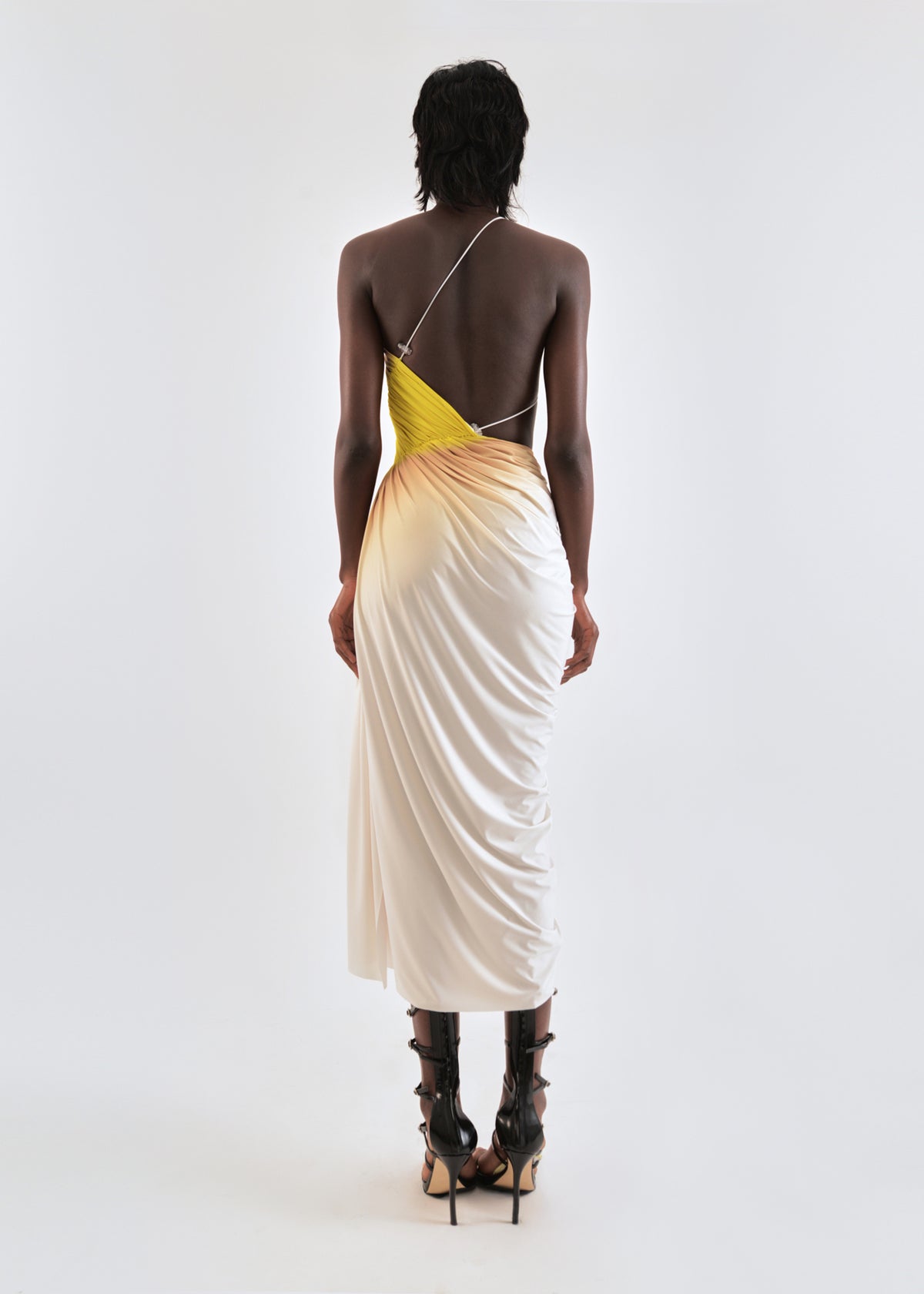 Signature dress in cream/yellow