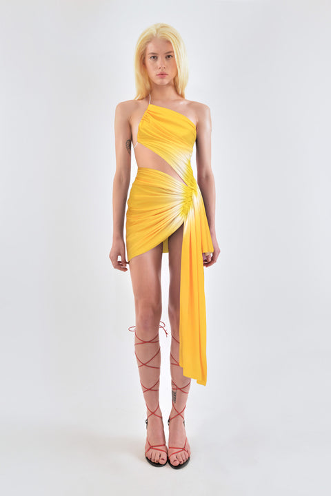 Signature mini dress in yellow/white