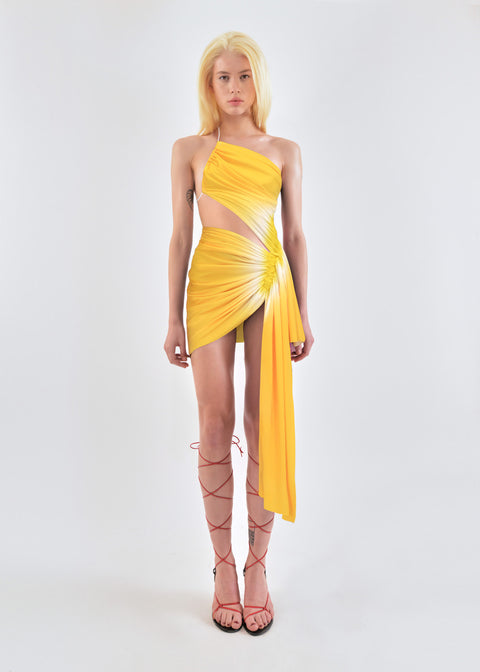 Signature mini dress in yellow/white
