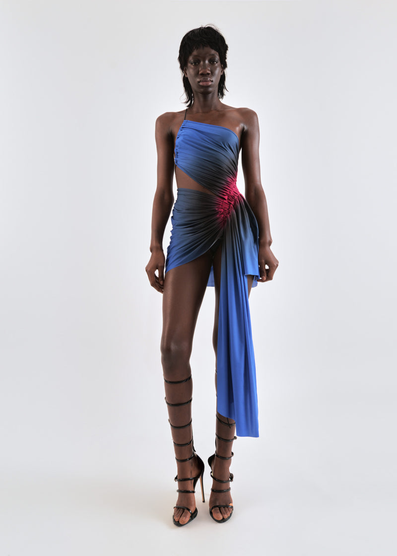 Signature mini dress in cobalt/wine