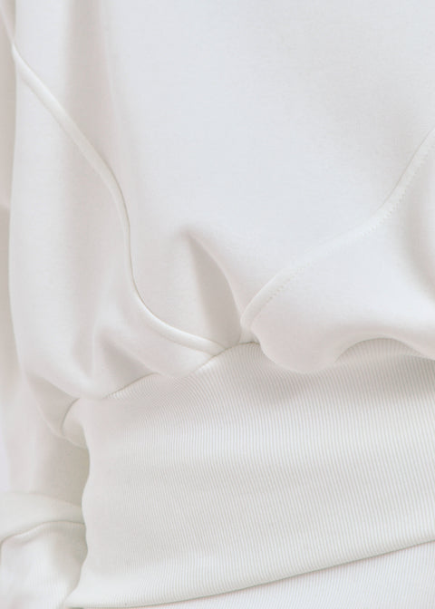 Wide shoulder zip-up jumper in beige