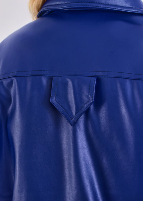 Faux leather bomber jacket in synthetic ink