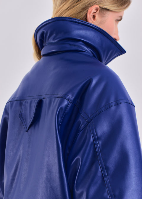 Faux leather bomber jacket in synthetic ink