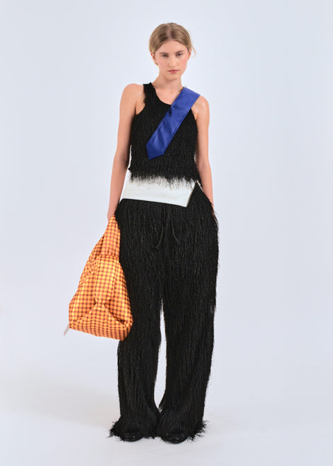 Textured tank top in black