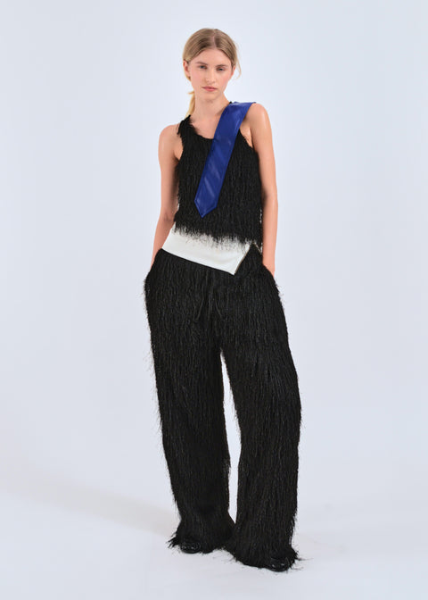 Textured tank top in black