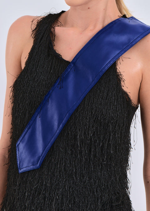 Textured tank top in black