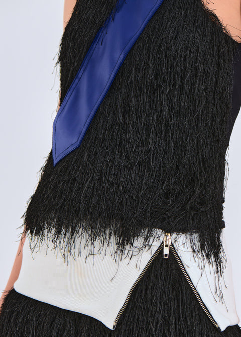 Textured tank top in black