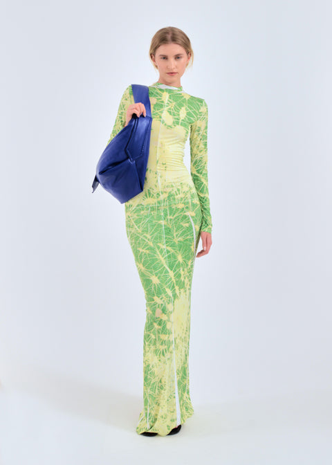 Cactus print dress in green