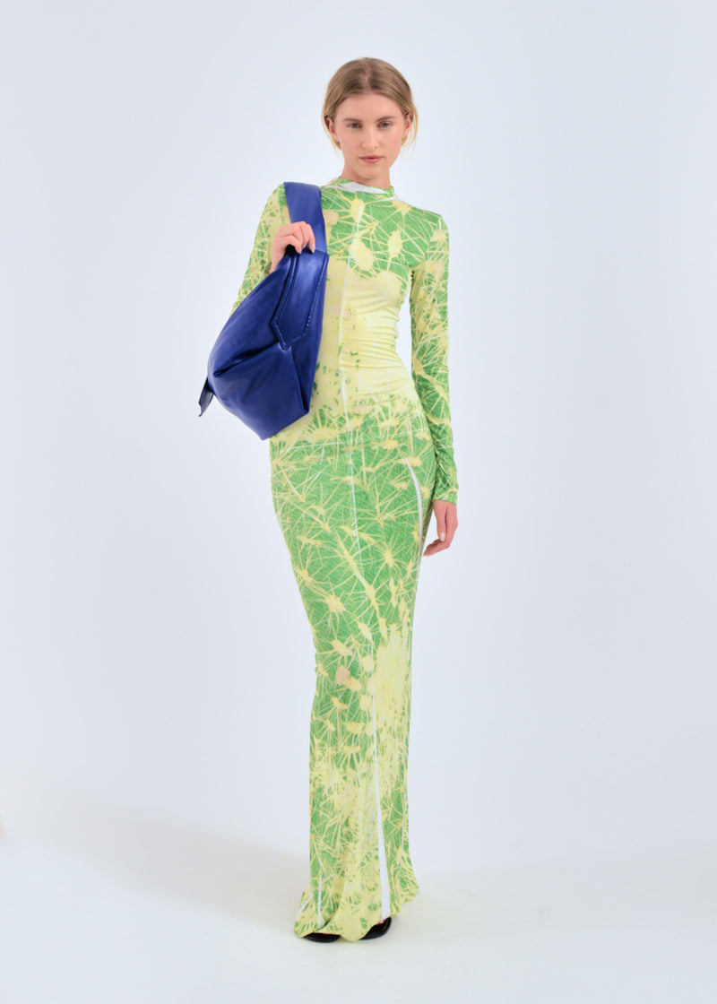 Cactus print dress in green