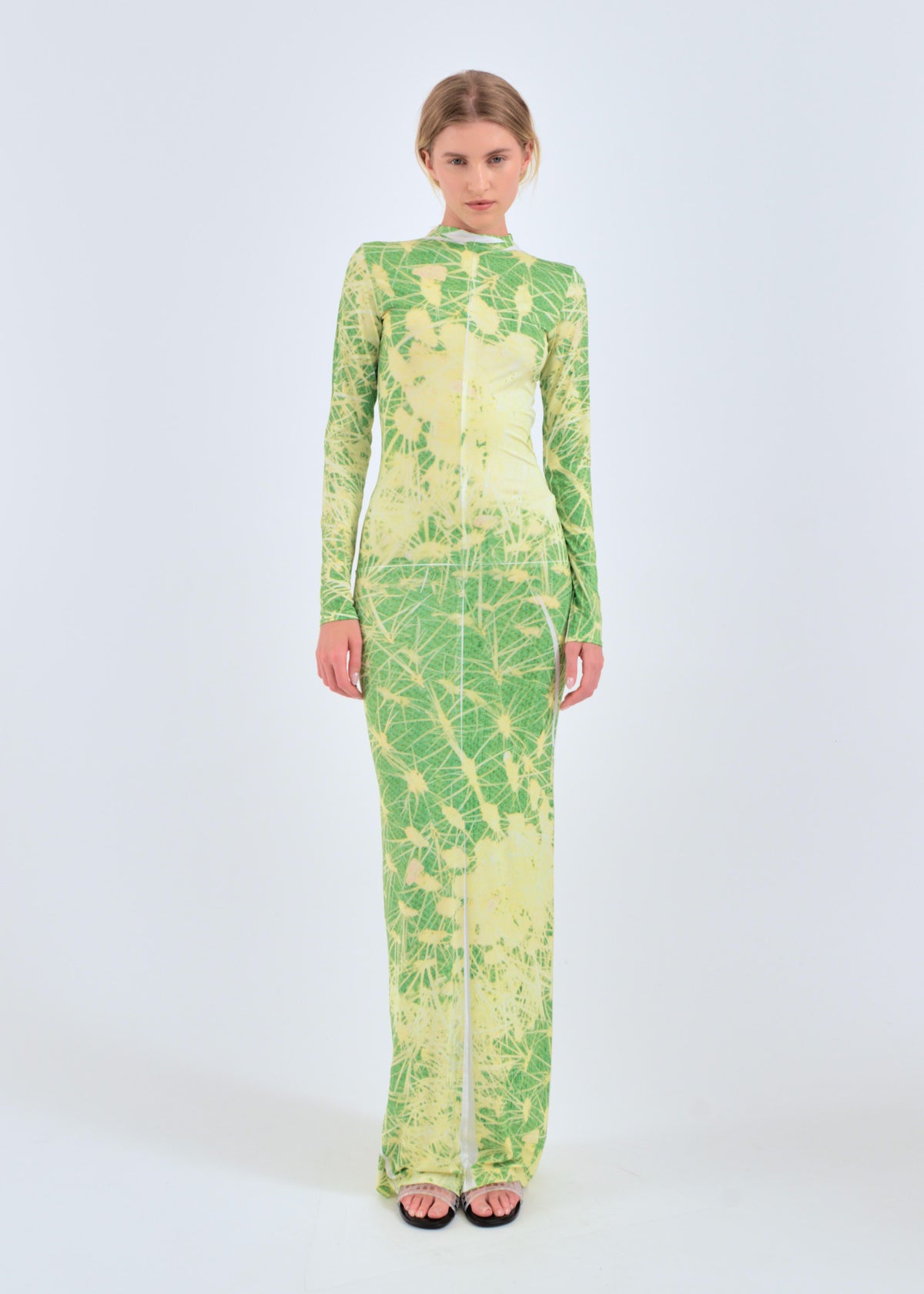 Cactus print dress in green