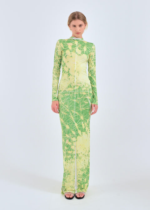 Cactus print dress in green