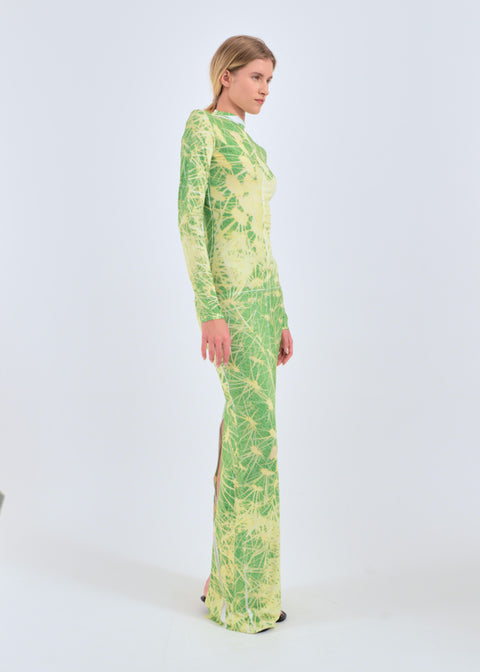 Cactus print dress in green